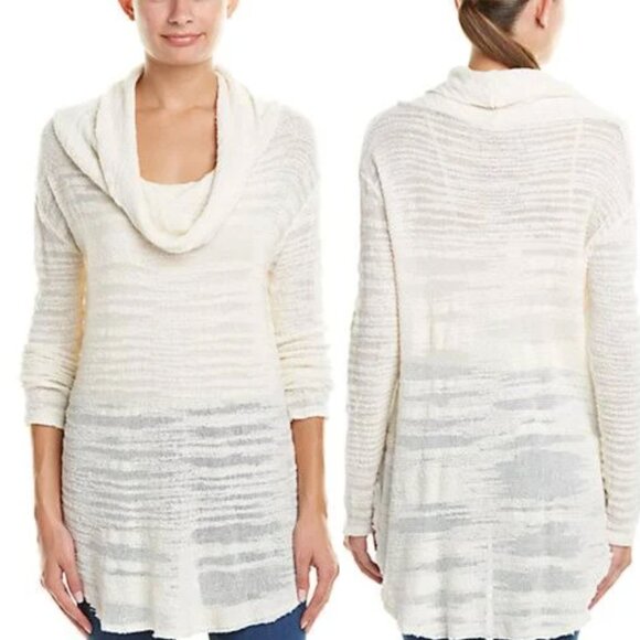 FREE PEOPLE Reunion Cowl Neck Tunic Sweater Ivory Lightweight Womens S Boho Fall - Picture 1 of 6
